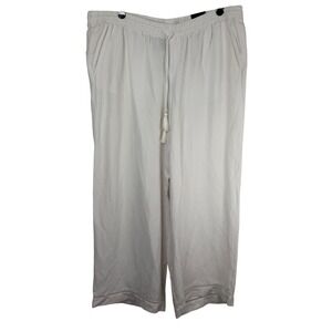 Lane Bryant 22/24 White Plus Size Wide Leg Linen Pants NEW Coastal Cruise Resort